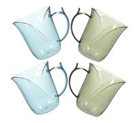 Happyyami 4 Pezzi Tazze Rinsing per Spazzolino Riutilizzabile per Collutorio e Spazzolino da Denti Colori Trasparenti Blu e Verde Accessorio Bagno e
