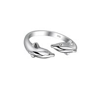 Happyyami Anello Aperto Creativo Delfini, Gioiello per Dita Argento | Rame Lavorato, Stile Delicato ed Elegante, Decorazione Festiva, Accessorio Distintivo per Ogni Occasione