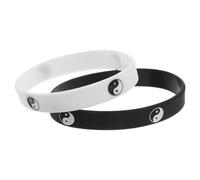 Happyyami Braccialetti in Silicone Taiji 2 Pezzi Design Yin Yang, Stile Hip-hop, Antiscivolo e Vestibilità Sicura per Allenamenti in Palestra e Danza