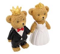Happyyami Decorazioni per Matrimonio 2 Pezzi Orsetti in Resina Coppia Romantica per Torta Topper e Decorazione per Anniversari e Feste Nuziali