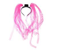 Happyyami Fascia Illuminata Fascia Per Con Noodle Luminosi Coda Di Cavallo Che Illumina Buio Copricapo Con Flash A LED Per La Festa Di Halloween Del Martedì Grasso Rosa