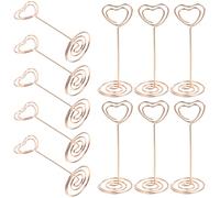 Happyyami Portamemo da Tavolo a Forma di Cuore in Metallo Oro 24 Pezzi Clip per Note e Foto Supporto Segnaposto per Matrimonio Ufficio Casa