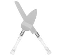 Happyyami Set 2 Pezzi Coltelli e Pala per Torta Nuziale in Acciaio Inox Manico Cristallo, Spatola per Servire Dolci, Accessori per Anniversari e Feste di Matrimonio