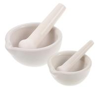 Happyyami Set da 2 Mortai in Ceramica 60mm e 90mm Pestello Ergonomico per Spezie, Pillole e Aglio, Ciotola per Macinare Condimenti in Cucina e Uso Farmaceutico