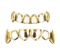 Happyyami Set di Grills per Denti Hip-Hop in Rame Oro, Leggero e Comodo da Indossare, Design Unico per Adulti e Rapper nella Cultura Hip-Hop