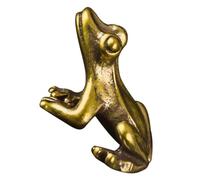 Happyyami Statua del Rospo in Ottone Dorato Decorativa per Collezione e Arredamento, Figura Portafortuna da Scrivania che Attira Ricchezza e Prosperità