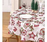 Hapterouse Tovaglia natalizia rotonda a forma di stella, bianca, per Natale, feste di Natale, vacanze, inverno, decorazione per la casa, 152 cm