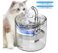 HAPUP Fontanella per Gatti Dispenser Acqua Automatico Trasparente 1,8 L con 2 Modalità di Lavoro 2 Filtri Riutilizzabili 1 Pompa USB Silenziosa