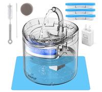 HAPUP Fontanella per Gatti Fontana per Gatti Dispenser Acqua 1,8 L con 2 Tipi di Modalità 3 Filtri Riutilizzabili 1 Pompa USB 1 Stuoia in Silicone 1 Adattatore UE e 1 Kit di Pulizia