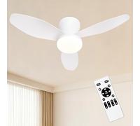 HapyClaw Piccolo ventilatore da soffitto con luce a incasso bianco ventilatore luci con telecomando dimmerabile LED lampada da soffitto 3 alette per bambini camera da letto soggiorno garage cucina