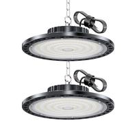HAPYLUMI Faretto LED UFO 100W, 2 Pack 10000LM 6500K Bianco Freddo Lampada Officina, IP65 Impermeabile Industriale Faro LED High Bay Light per Garage Magazzini Fabbrica Stadio Coperto