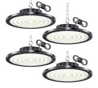 HAPYLUMI Faro Industriale LED 100W 10000LM, 4 Pezzo UFO LED Faretto 6500K Bianco Freddo, IP65 Impermeabile Lampada Officina, Luce per Garage Magazzino Capannone