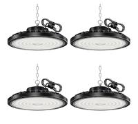 HAPYLUMI Faro Industriale LED 200W 20000LM, 4 Pezzo UFO LED Faretto 6500K Bianco Freddo, IP65 Impermeabile Lampada Officina, Luce per Garage Magazzino Capannone