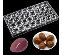 HAPYLY Stampo ovale a forma di uovo a 32 griglie, per cioccolatini, caramelle, in policarbonato, per realizzare cioccolatini (ovali a forma di uov