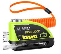 HAPYTHDA Lucchetto a disco per moto, ricaricabile, anti-furto, con allarme da 120 dB, 7 mm, blocco per moto, freno, scooter, impermeabile, 5,9 m, colore verde