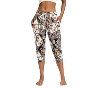 HAPYWER Pantaloni corti da yoga da donna, 3/4, lunghi, Capri estivi, 3/4, leggeri, pantaloni da spiaggia, pantaloni ariosi, per pilates, yoga, S-2XL, Stile etnico-1, XXL