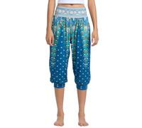 HAPYWER Pantaloni corti da yoga da donna, 3/4, lunghi, Capri estivi, 3/4, leggeri, pantaloni da spiaggia, pantaloni ariosi, per pilates, yoga, S-2XL, Coda di pavone blu, XL