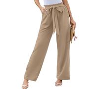 HAPYWER Pantaloni da donna a gamba larga Palazzo Eleganti Marlenehose per ufficio, pantaloni lunghi culottes, a vita alta, S-XXL, cachi, L