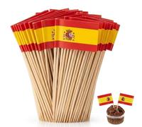 HAPZUR 100 PCS Bandiera Spagna, Bastone da Cocktail, Stuzzicadenti, Mini Etichette Alimentari Bandiere, Cupcake Tag Formaggio, per Panini, Frutta, Cocktail, 2026 Coppa del Mondo decorazioni