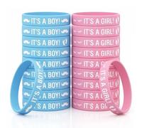 HAPZUR Braccialetti Gender Reveal, 20 Pezzi in Silicone Team Boy e Team Girl, Accessori per Gender Reveal Party, Baby Shower e Giochi Scoperta Sesso Bambino