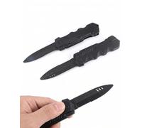 HAPZUR Coltello Finto Retrattile Nero, 2 Pezzi - Coltello Giocattolo con Lama a Scomparsa per Scherzi Realistici, Magia, Oggetti di Scena Teatrali, Travestimenti Halloween e Pesce d'Aprile