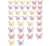 HAPZUR Farfalle Decorative 3D, 36 Pezzi Adesivi Murali Realistici in Carta Rosso Giallo Blu Effetto 3D per Cameretta Bambini, Compleanni e Feste