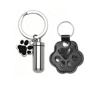 HAPZUR Set 2 Pezzi Commemorativo Cane: Urna Ceneri Cane e Portachiavi Pelo Cane Nero. Regalo di Consolazione, Custode della Memoria per la Perdita.