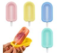 HAPZUR Stampi Ghiaccioli e Gelato in Silicone, Set 4 Formine (4 Colori), BPA-free, Riutilizzabili & Facili da Sformare per Bambini e Adulti Fai da Te.