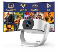 HAQDL - Proiettore con messa a fuoco elettrica e pietra chiave automatica, 1080P Full HD, WiFi e Bluetooth, girevole a 270° per telefono/notebook/HDMI/USB