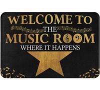 HAQEPO WJe-A01 - Targa in metallo vintage con scritta in lingua inglese "Welcome The Music Room Where It Happens", decorazione artistica da parete, regalo divertente per casa, cucina, garage, bagno
