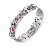 HAQI Titanio puro Bracciale magnetico per uomo e donna 5 elementi magneti potenti 3500 Gauss Bracciale con strumento di regolazione e confezione regalo, 21.5cm, Titanio