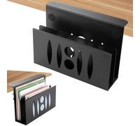 HAQIUHETO Supporto laterale per computer portatile, in acciaio, non necessita di foratura, per MacBook Pro/Air, notebook, iPad, libri (doppio strato nero)