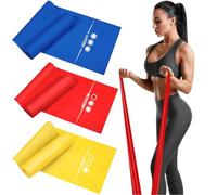 Haquno Elastico Fitness (3 Pezzi) 1.5M/1.8M/2M,con 3 Livelli di Resistenza, è Ideale per Yoga, Pilates, Allenamento di Forza e flessibilità e Stretching