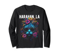 Harahan LA Cat Indossa Occhiali da Sole e Fiori Design Maglia a Manica