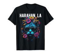 Harahan LA Cat Indossa Occhiali da Sole e Fiori Design Maglietta