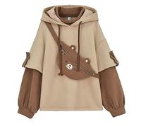Harajuku Estetico Bear Anime Felpa con Cappuccio Donne Coreane Kawaii Crewneck Manica Lunga Streetwear Streetwear KPOP Autunno Autunno Vestiti Invernali Top