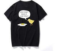 Harajuku Men Clothing Holy Crap Dave Is That You Funny Graphic T Shirts Interesting Chicken Design T-Shirt Cotton Black XL