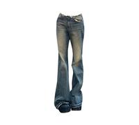 Harajuku Y2K Jeans a Zampa Vita Alta Pantaloni Sottili Comodi Pantaloni da Donna in Denim Moda Americani Retro Anni 2000 Estetici-Blu-XS