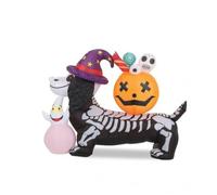 harayaa 1 Pezzo Cane Scheletro Gonfiabile Ornamentale Decorazione Halloween Prato con Zucca Arancione E Cappello Poliestere Nylon Autoportante Adatto Terrazza Accoglienza Visitatori