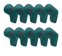 harayaa 10 Pezzi Copri da Golf Copri Testine Copriferri Protettore Custodia in Similpelle Antimacchia Antiurto Numerata Adatta per Percorsi Buche Allenamento Trasferta, Verde Scuro