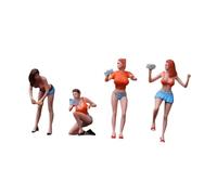 harayaa 4X 1/64 Modello di autolavaggio Mini Resin Tiny People Modello Superiore Arancione per Layout di Treni con Tavolo