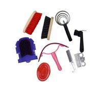 harayaa 9 Pezzi Spazzole Grooming Cavalli Kit Toelettatura Cavallo Set Spazzole Striglia Striglia Metallo Ovale Gomma con Custodia Trasparente Adatto per