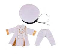 harayaa Abbigliamento Bambola Uniforme Cappotto Pantaloni Cappello Accessorio con Stoffa a Strisce E Bottoni Dorati Adatto per Modellismo Collezionismo Fotografia Display , Bianco
