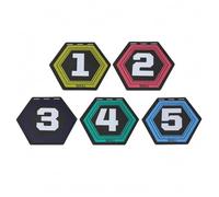 harayaa Agility Training Marker Segnamarche Esagonali da Campo con Numeri Dischi Piani in Elastomero Termoplastico per Pattern di Passi E Percorsi Adatti per, Multicolore 1-5