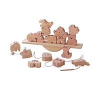 harayaa Blocchi di legno per animali, giocattolo impilabile, gioco di equilibrio educativo, perline da allacciare, giocattolo per bambini piccoli