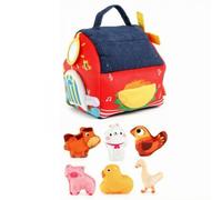 harayaa Casa Didattica per Bambini Gioco Casa Bambola Casetta Tessile Giocattolo Interattivo Set Animali Peluche Maniglia per il Trasporto Materiale , style to 2