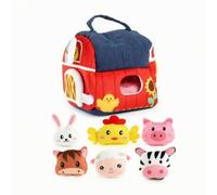 harayaa Casa Didattica per Bambini Gioco Casa Bambola Casetta Tessile Giocattolo Interattivo Set Animali Peluche Maniglia per il Trasporto Materiale , style to 1