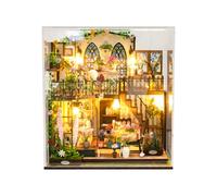 harayaa Casa in Miniatura Assemblabile Casa Miniatura Modellino Diorama Kit Artigianale in Legno con Base Stabile Due Piani Finestre Ad Arco Adatta per, Versione Cinese Con Copertura Antipolvere