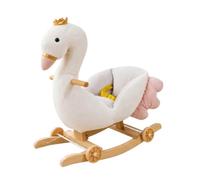 harayaa Cavallo a Dondolo per Bambini Cavallino Dondolo Sedia Dondolo Gioco Cavalcabile con Ruote Peluche Morbido Base in Legno Seduta Imbottita Dettagli, 60 32 65cm, Cigno Piccolo
