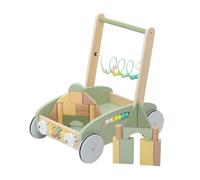 harayaa Children Learning Carrello Girello Carrellino Spingi Centro Attività in Legno con Perline Scorrevoli Ingranaggi Frontali E Piano Carico Legno Massello, Verde, 1/Set